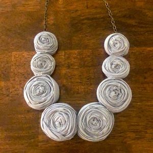 Fabric Flowers Statement Necklace